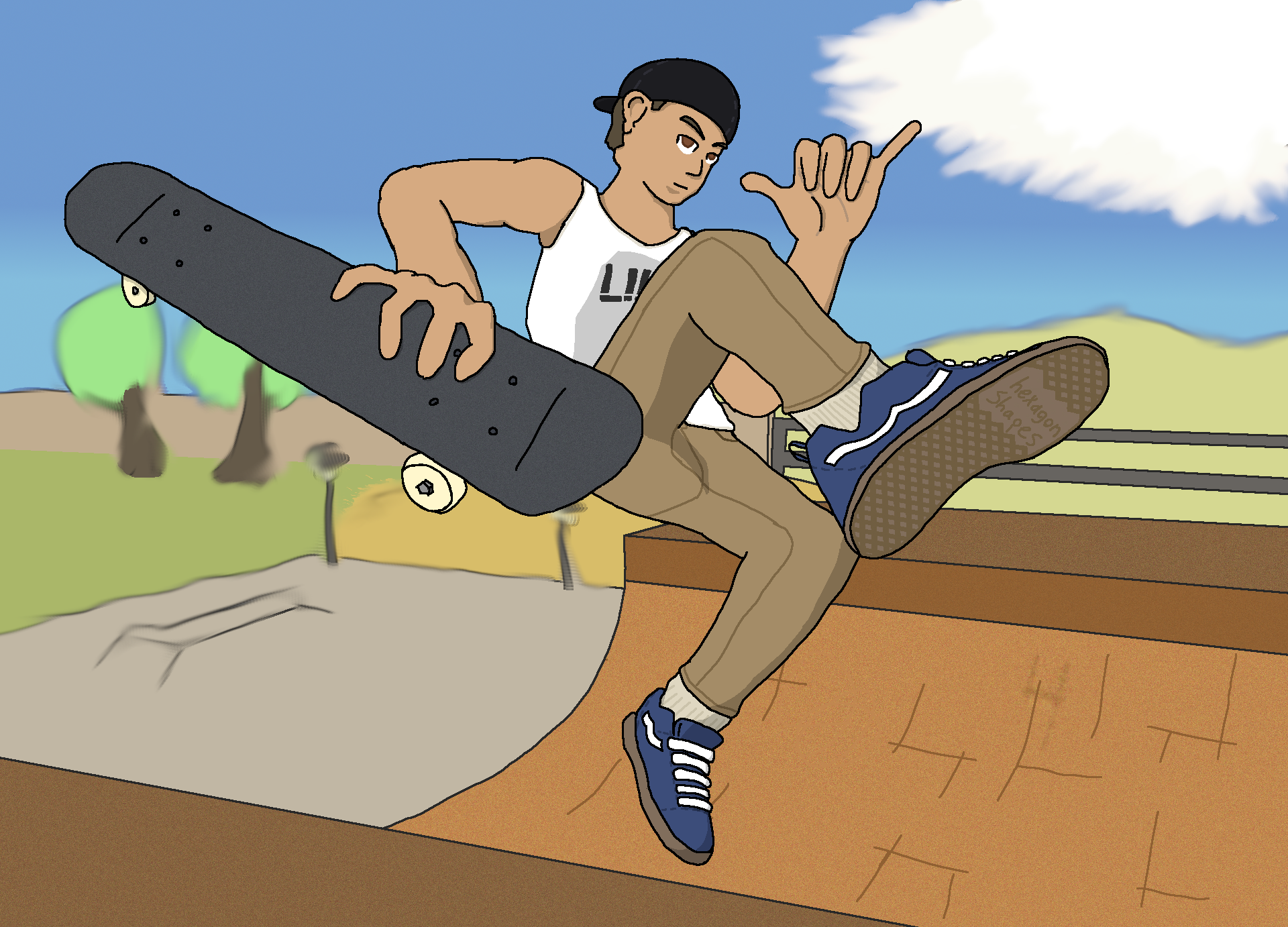 test image of a handdrawn skater.